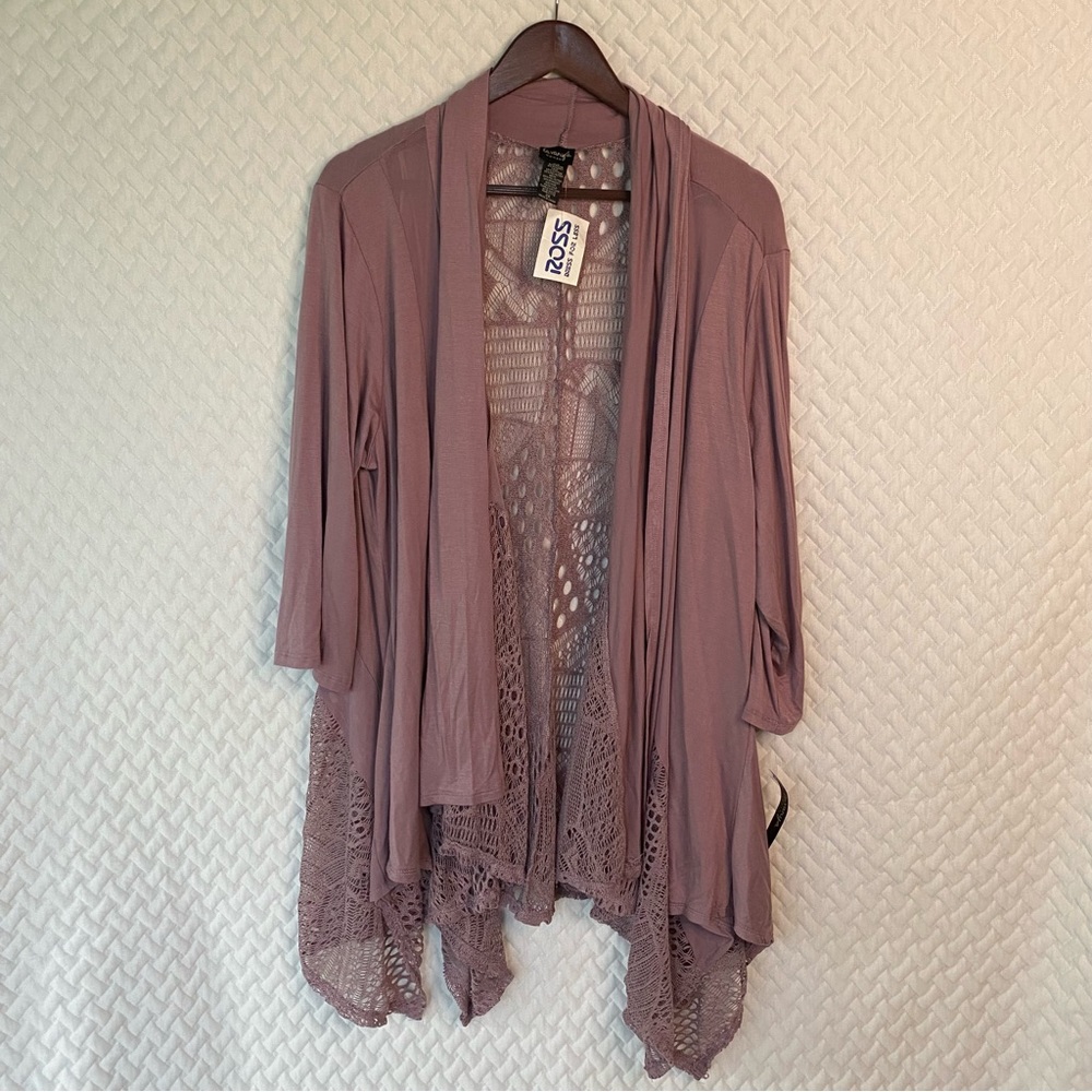 🌻NEW la vanya Woman Ross Dusty Pink Rose Lace Sweater Size 3X